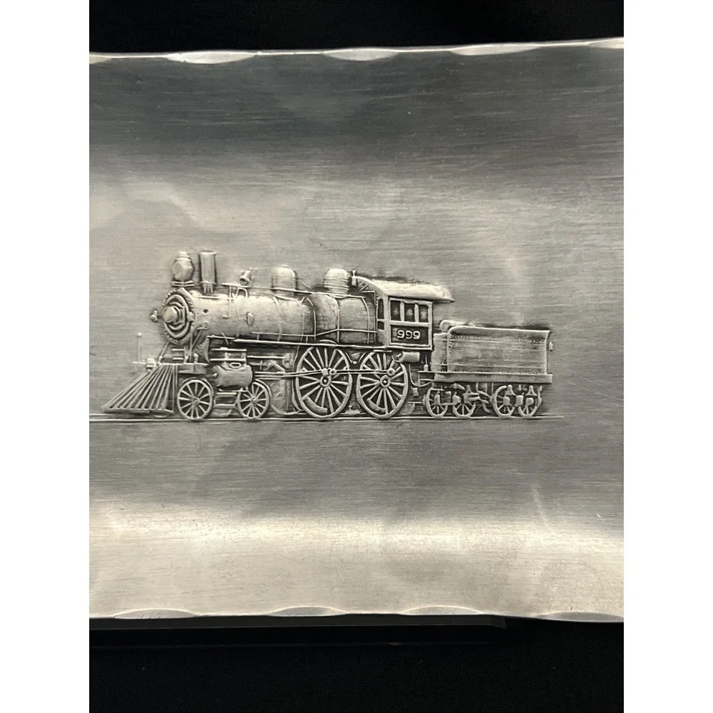 Vintage Wendell August Forge Hand Hammered Aluminum Tray Train Locomotive No 999